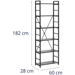 Fromm & Starck kirjahylly 28 x 60 x 182 cm, musta, 150 kg 13.7 kg