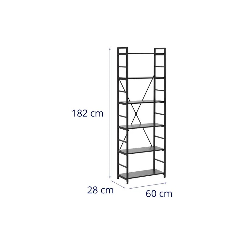 Fromm & Starck kirjahylly 28 x 60 x 182 cm, musta, 150 kg 13.7 kg