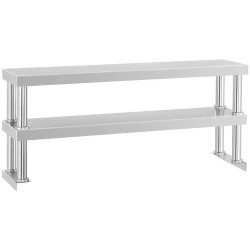 Royal Catering ylähylly 120 cm 2 tasoa ruostumaton teräs