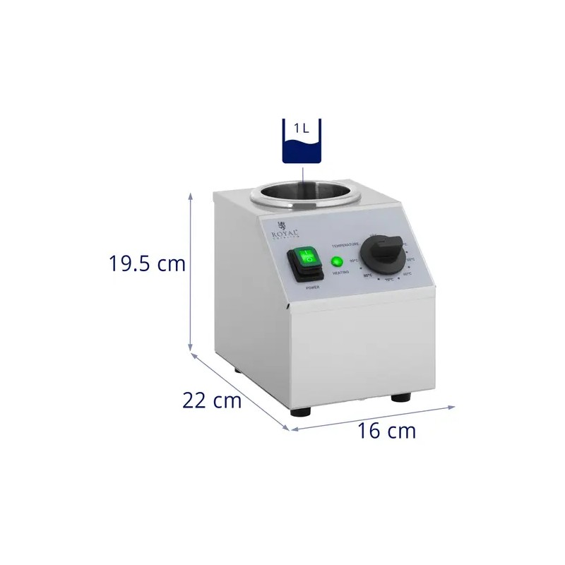 Royal Catering kastikkeenlämmitin 1 l pulloille, 40-90 °C, ruostumaton teräs