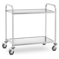 Royal Catering ruostumattomasta teräksestä valmistettu tarjoilukärry 2 hyllyä 90 x 50 cm