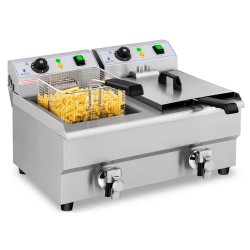 Sähköinen kaksoisfriteerauskeitin 2 x 10 l 6000 W tyhjennyshanat Royal Catering