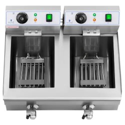 Sähköinen kaksoisfriteerauskeitin 2 x 10 l, 6000 W, tyhjennyshanat, Royal Catering