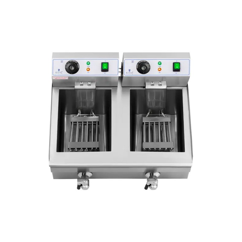 Sähköinen kaksoisfriteerauskeitin 2 x 10 l, 6000 W, tyhjennyshanat, Royal Catering