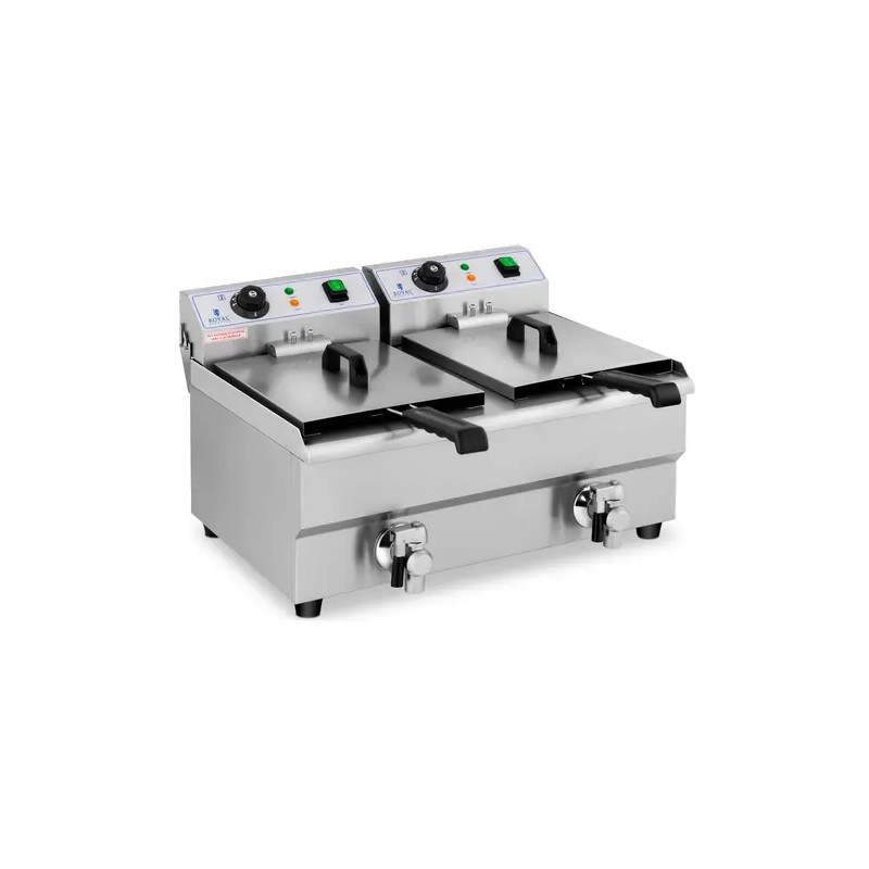 Sähköinen kaksoisfriteerauskeitin 2 x 10 l, 6000 W, tyhjennyshanat, Royal Catering