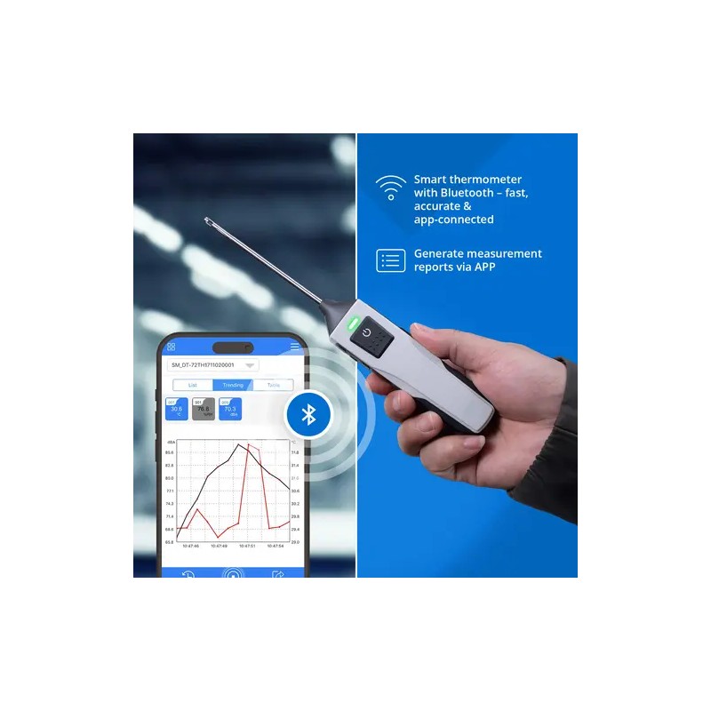 App-lämpömittari Bluetooth-yhteydellä, -50...150 °C, 0,1 °C erottelukyky
