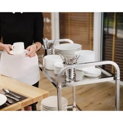 Royal Catering tarjoilukärry ruostumaton teräs 2 hyllyä 90 x 50 cm