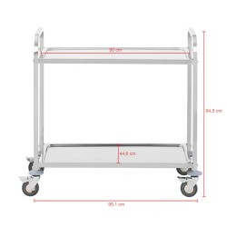 Royal Catering tarjoilukärry ruostumaton teräs 2 hyllyä 90 x 50 cm