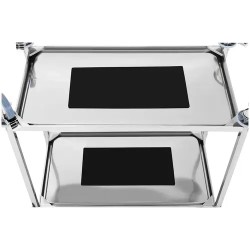 Royal Catering tarjoilukärry ruostumaton teräs 2 hyllyä 90 x 50 cm