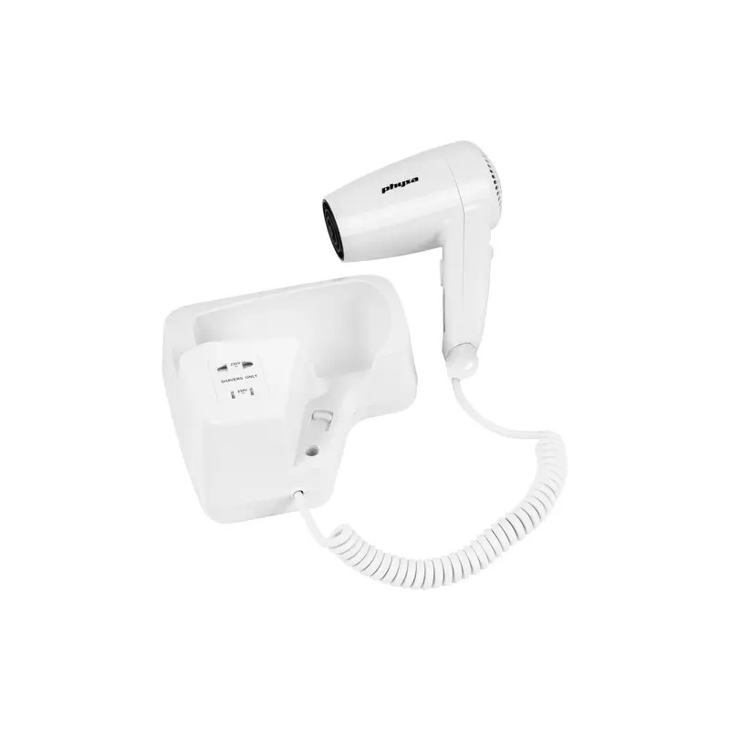Physa SICCO seinään kiinnitettävä hiustenkuivaaja, 1200 W, valkoinen