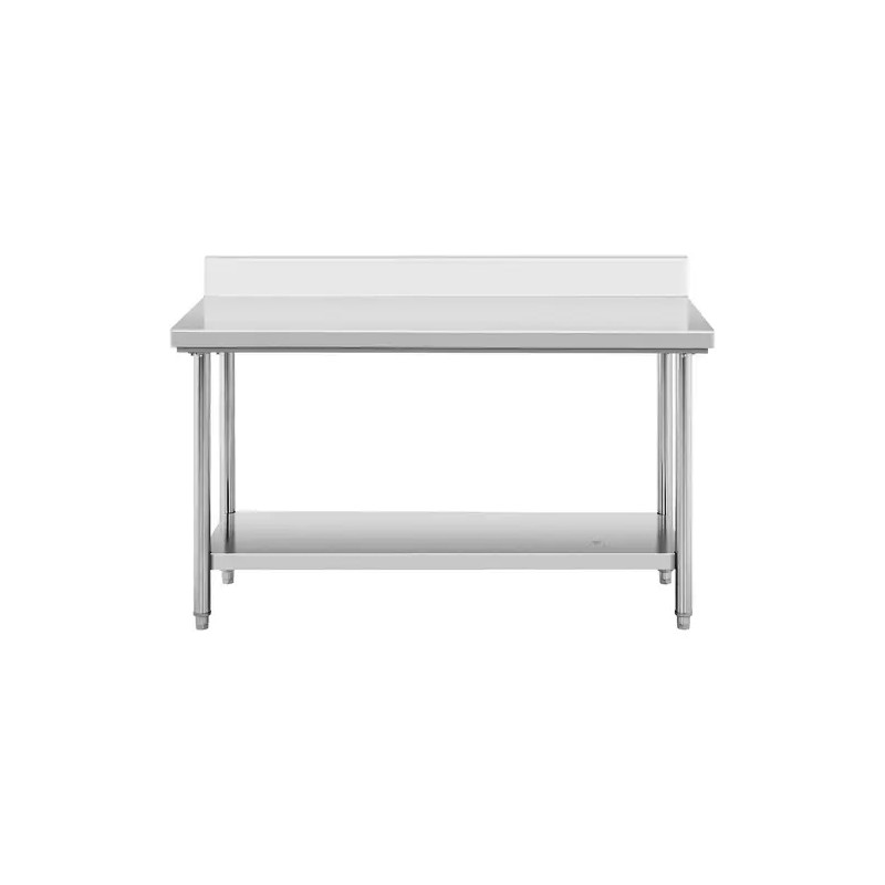 Royal Catering ECO ruostumaton työpöytä 150 x 60 cm 400 kg reunuksella