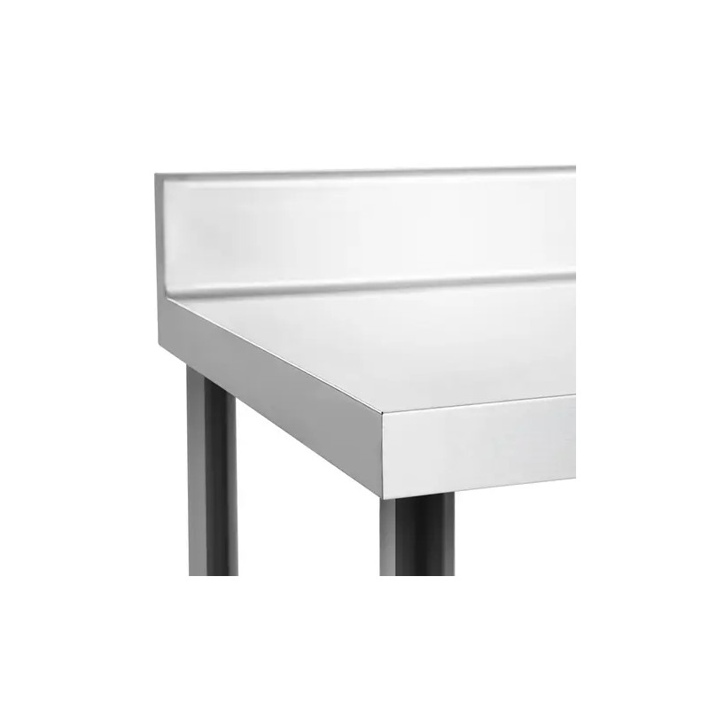 Royal Catering ECO ruostumaton työpöytä 100 x 60 cm, 250 kg kantavuus, reunuksella