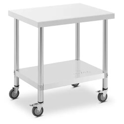 Royal Catering ruostumaton teräspöytä pyörillä 60 x 80 cm