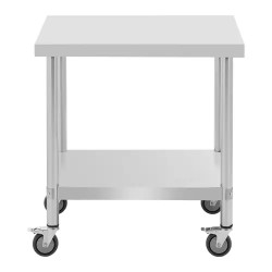 Royal Catering ruostumaton teräspöytä pyörillä 60 x 80 cm