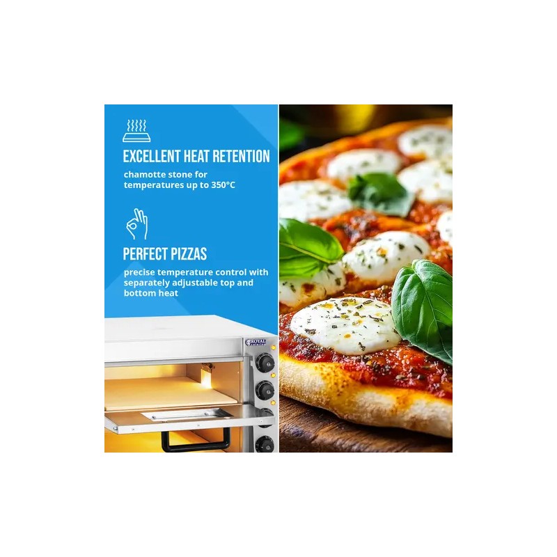 Royal Catering sähköinen pizzauuni 3000 W 2 kammiota 40 cm