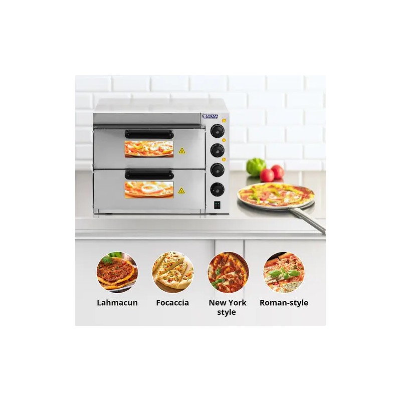 Royal Catering sähköinen pizzauuni 3000 W 2 kammiota 40 cm