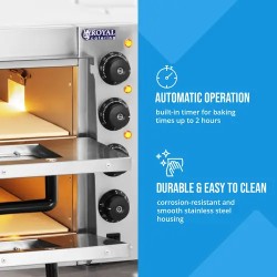 Royal Catering sähköinen pizzauuni 3000 W 2 kammiota 40 cm
