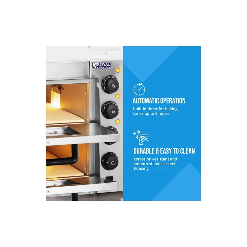 Royal Catering sähköinen pizzauuni 3000 W 2 kammiota 40 cm
