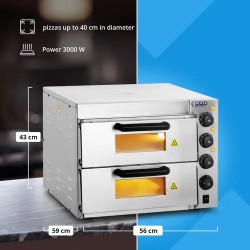 Royal Catering sähköinen pizzauuni 3000 W 2 kammiota 40 cm
