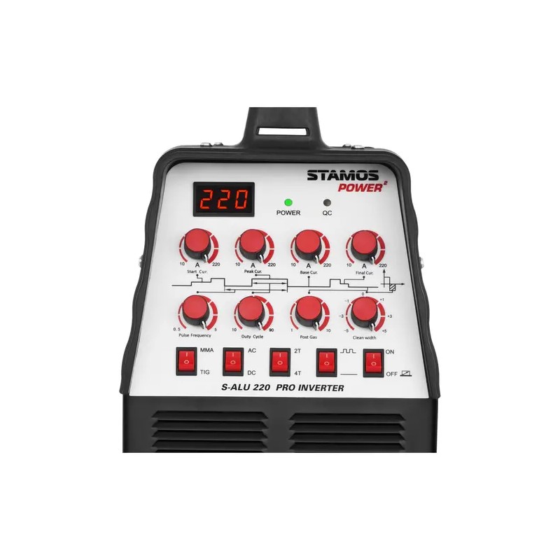 AC/DC TIG/MMA-hitsauslaite 220 A, 230 V, pulssitoiminto, 8 m kaapelit
