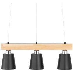Uniprodo UNI_LD_14 riippuvalaisin puupalkilla ja 3 mustalla varjostimella E27