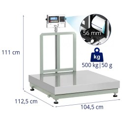 Alustavaaka 500 kg / 0,05 kg 100 x 100 cm LCD-näytöllä ja etiketitulostimella