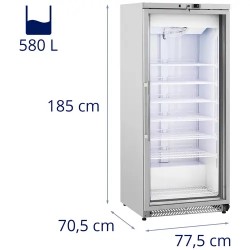 Royal Catering RCLK-F590-G pakastinkaappi 580 l lasiovi hopea