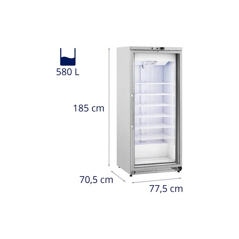 Royal Catering RCLK-F590-G pakastinkaappi 580 l lasiovi hopea