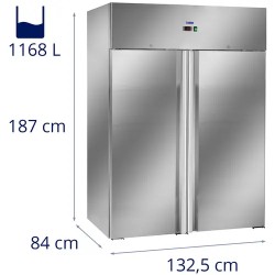 Gastro-jääkaappi 2 ovella 1 168 l ruostumaton teräs