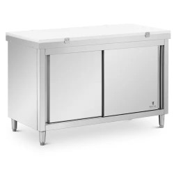 Royal Catering ECO ruostumattomasta teräksestä valmistettu työpöytäkaappi 140 x 70 cm leikkuulaudalla