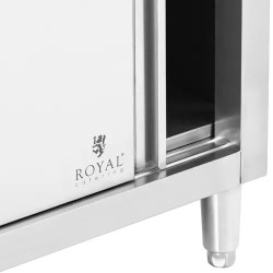 Royal Catering ECO ruostumattomasta teräksestä valmistettu työpöytäkaappi 140 x 70 cm leikkuulaudalla