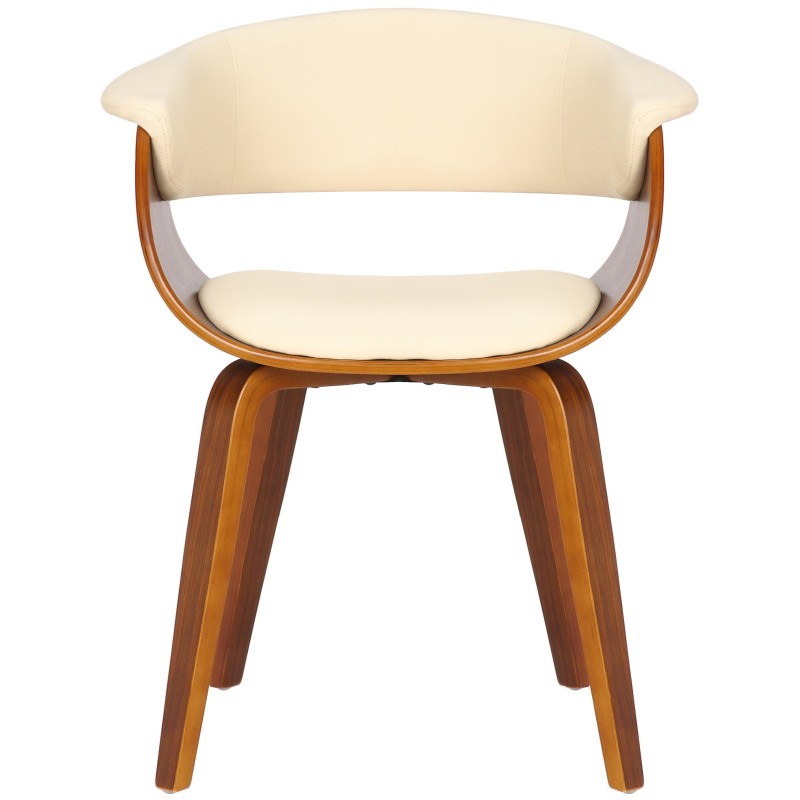 Bruce-ruokailutuolipari keinonahalla ja puisilla käsinojilla