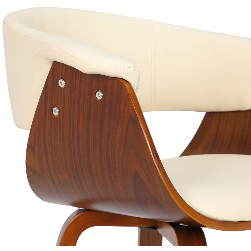 Bruce-ruokailutuolipari keinonahalla ja puisilla käsinojilla