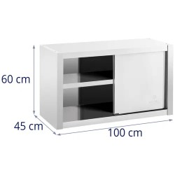 Royal Catering ruostumattomasta teräksestä valmistettu seinäkaappi liukuovilla 100 x 45 cm