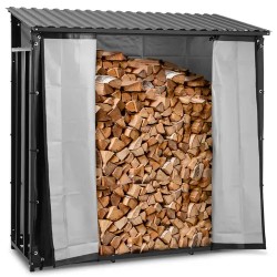 Polttopuuhylly pressulla ja katolla 800 kg 89 x 191 x 192 5 cm musta