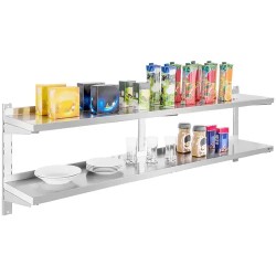 Royal Catering RCWR-180.2 seinähylly ruostumaton teräs 180 x 30 cm 2 tasoa