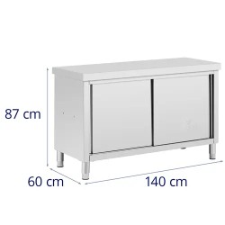 Royal Catering ECO ruostumattomasta teräksestä valmistettu läpivientikaappi 140 x 60 cm 500 kg