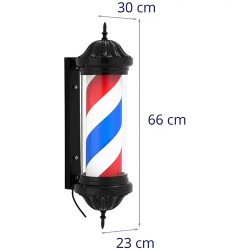 physa Barber Pole pyörivä ja valaistu parturi-kampaamon kyltti, 380 mm
