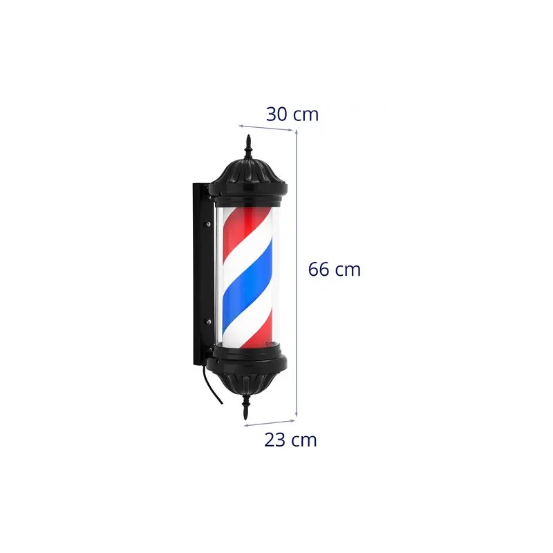 physa Barber Pole pyörivä ja valaistu parturi-kampaamon kyltti, 380 mm