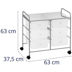 Kosmetiikkavaunu 6 laatikkoa, kromattu
