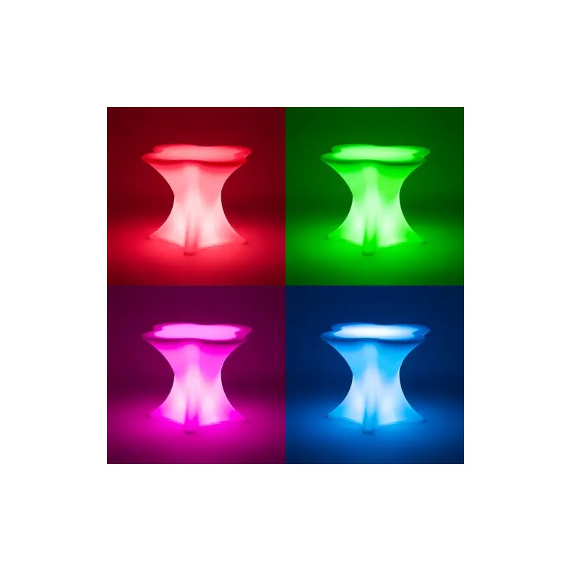 LED-pöytä 80 x 80 x 70 cm RGBW akkukäyttöinen mattavalkoinen