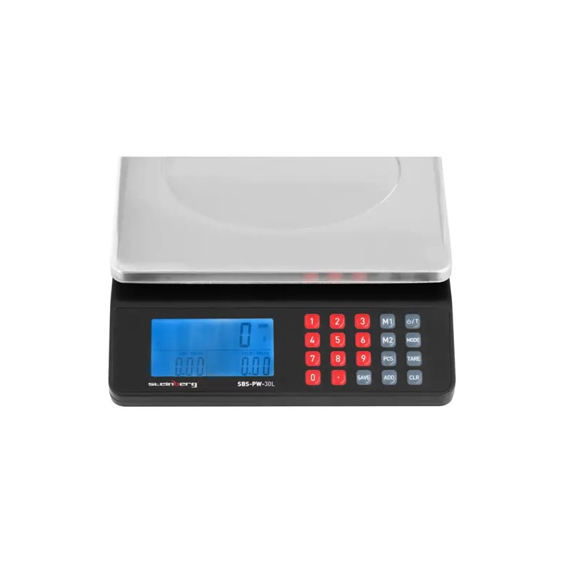Steinberg Systems SBS-PW-30L kontrollivaaka 30 kg / 1 g, 21,5 x 17,5 cm, Dual-LCD