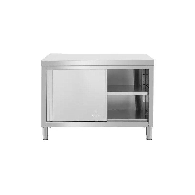 Royal Catering ECO ruostumattomasta teräksestä valmistettu työpöytäkaappi 120 x 80 cm 500 kg