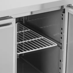 Royal Catering kylmälaskupöytä 280 l, 1 hylly ja 2 laatikkoa, 136 x 70 cm, ruostumaton teräs
