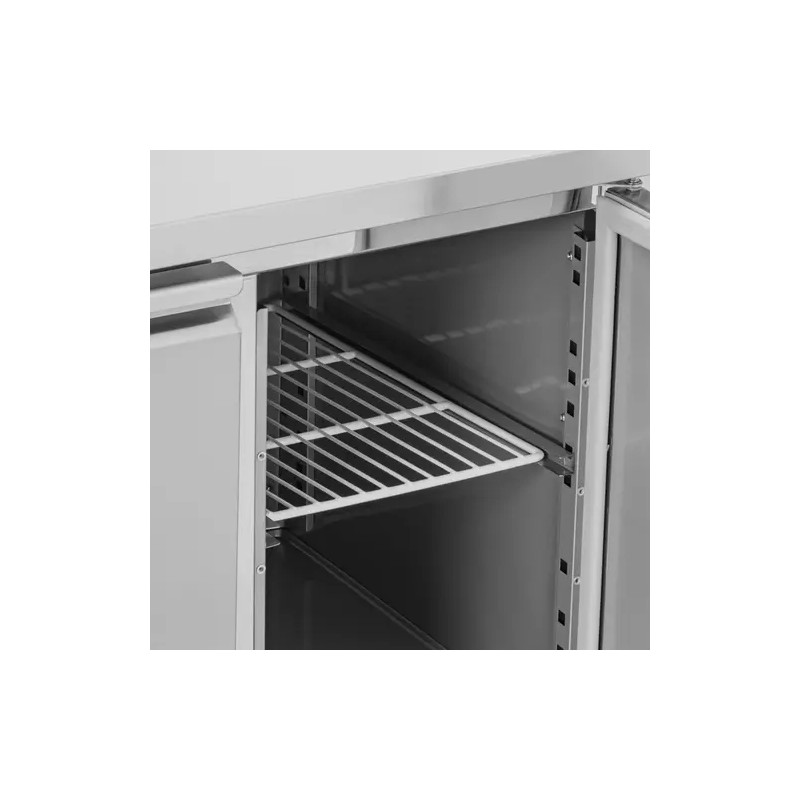 Royal Catering kylmälaskupöytä 280 l, 1 hylly ja 2 laatikkoa, 136 x 70 cm, ruostumaton teräs