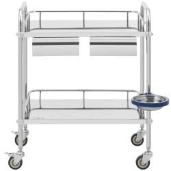 Laboratoriovaunu ruostumattomasta teräksestä, 2 hyllyä ja 2 vetolaatikkoa, 20 kg