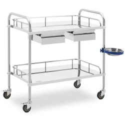 Laboratorion kärry ruostumattomasta teräksestä 2 hyllyä ja 2 vetolaatikkoa 20 kg