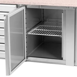 Royal Catering kylmälaite rullilla 165 l graniittitaso 151 x 80 cm ruostumaton teräs