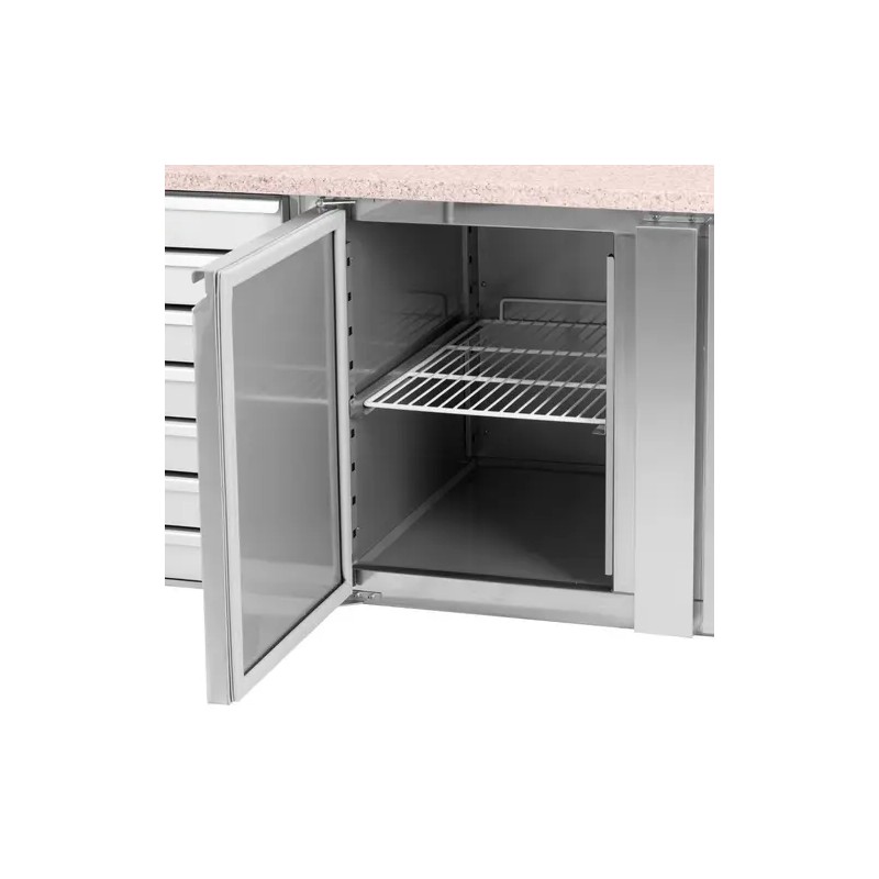 Royal Catering kylmälaite rullilla 165 l graniittitaso 151 x 80 cm ruostumaton teräs