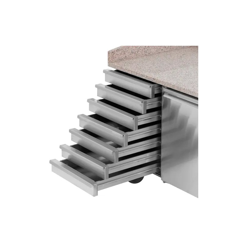 Royal Catering kylmälaite rullilla 165 l graniittitaso 151 x 80 cm ruostumaton teräs